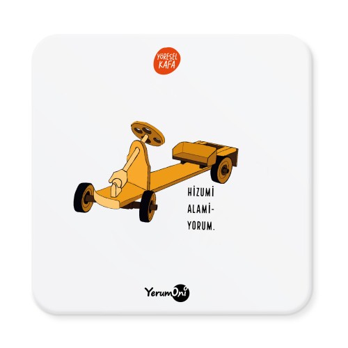 Yöresel Kafa Tahta Araba Bardak Altlığı Seti