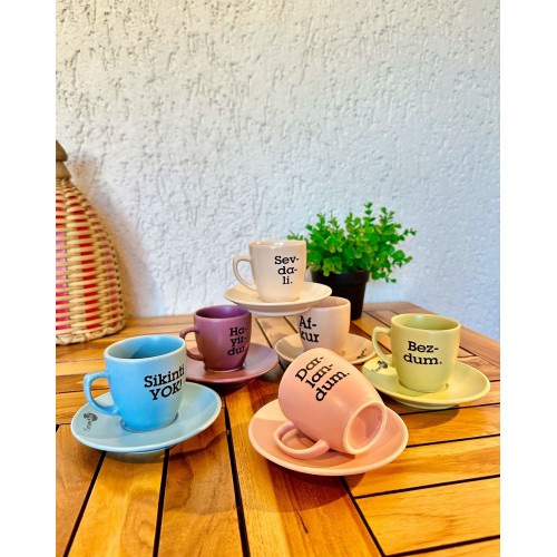 Renkli Türk Kahvesi Takımı - Mat