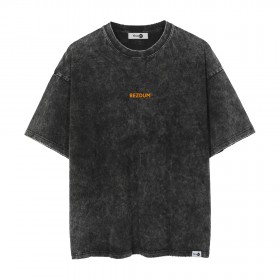 Turuncu Bezdum Yıkamalı Oversize Tshirt